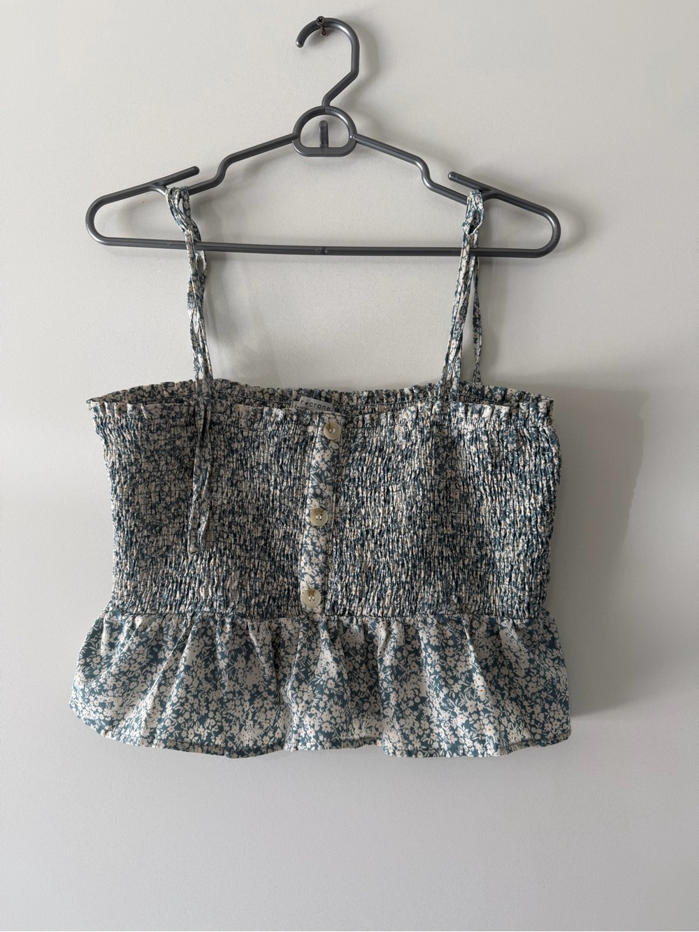 Paper Crane Blue Floral Smocked Peplum Cami